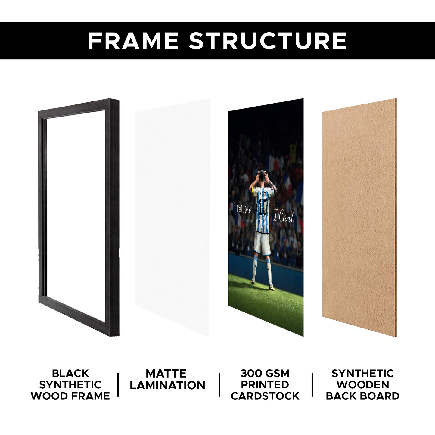 Messi Motivational A4 Wall Poster Framed