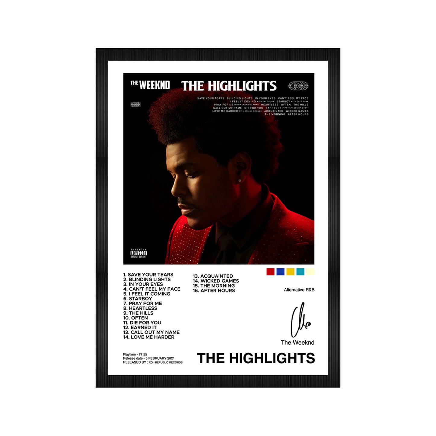 The Weeknd Highlights Album Art A4 Framed Poster