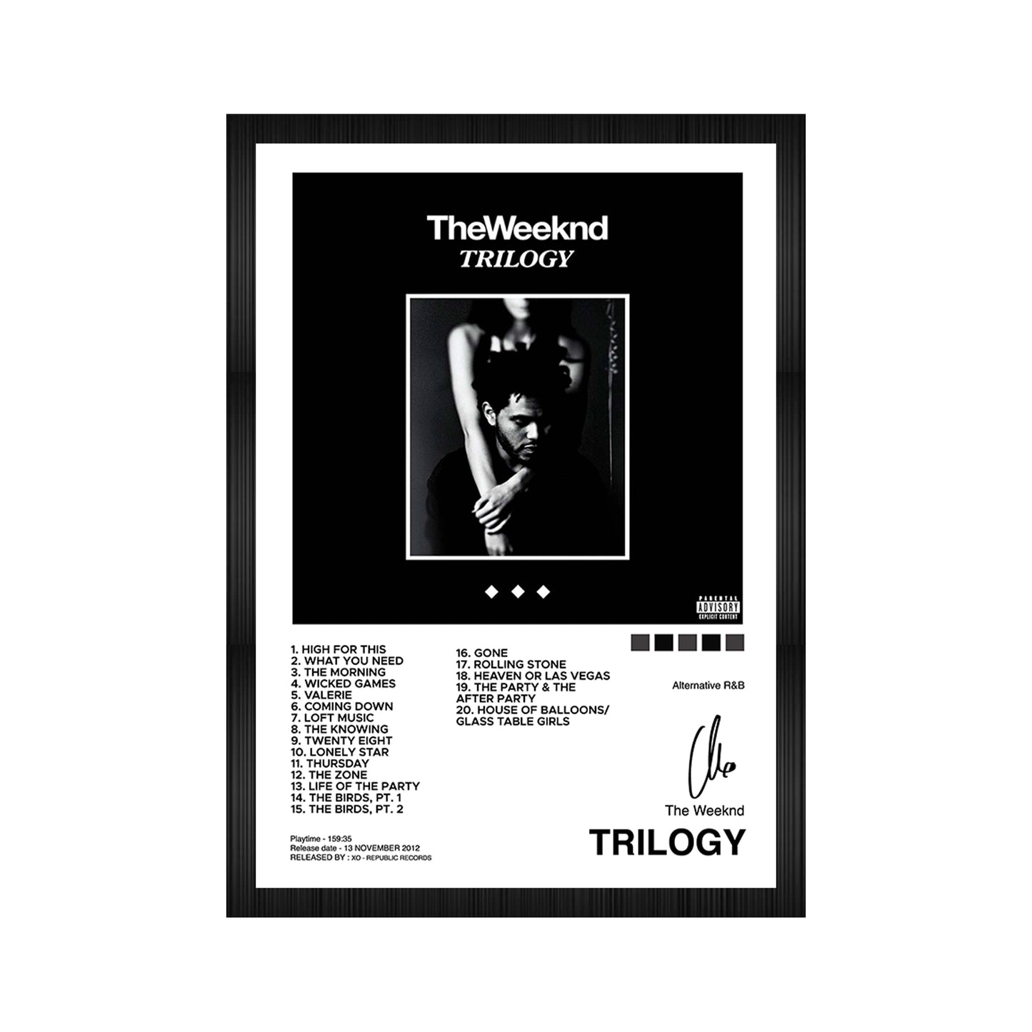 The Weeknd Trilogy Album Art A4 Framed Poster Stickerly