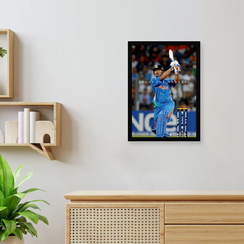 MS Dhoni Motivational A4 Wall Poster Framed