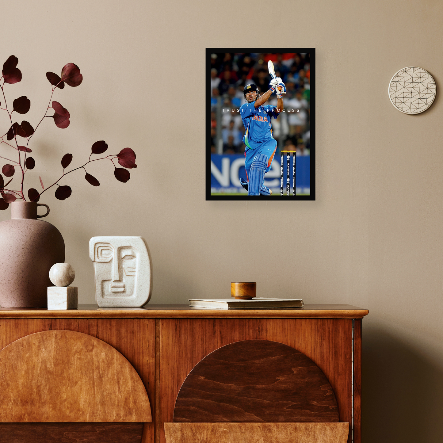 MS Dhoni Motivational A4 Wall Poster Framed