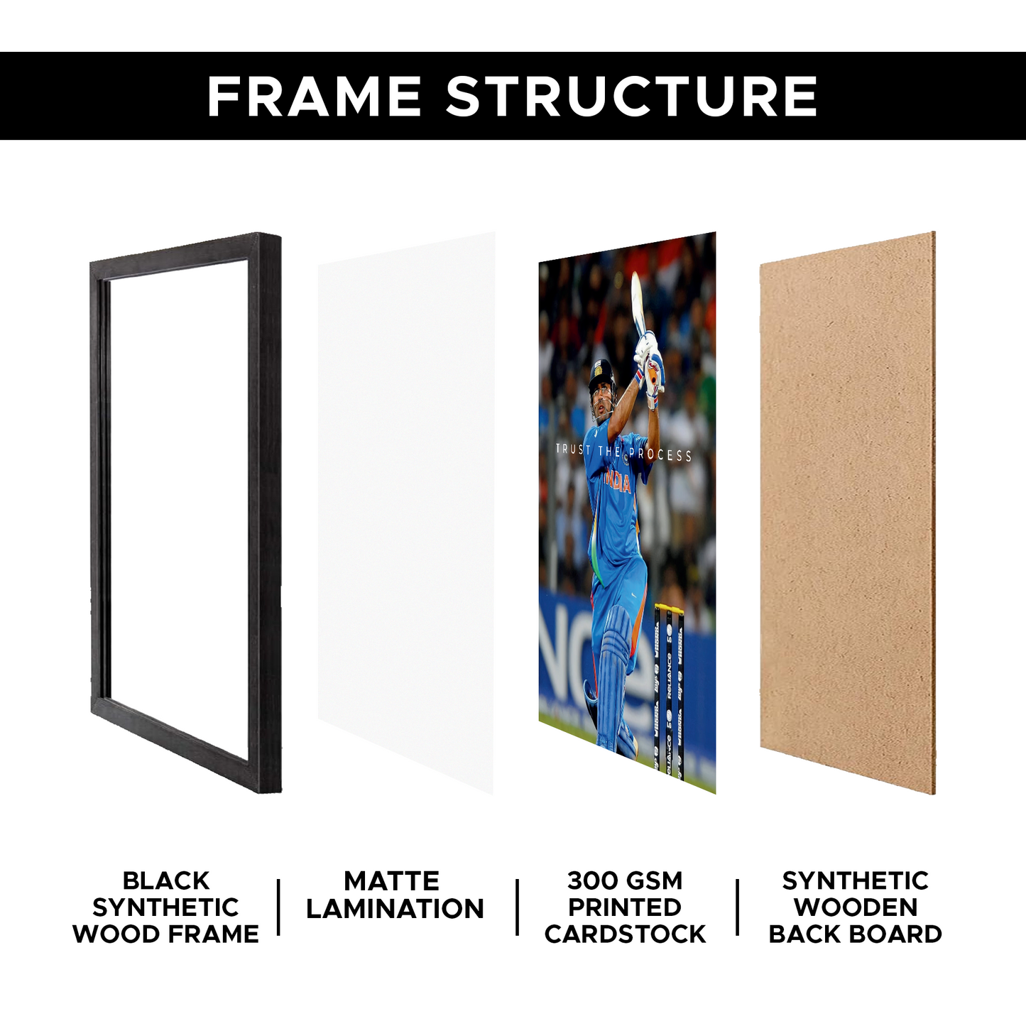 MS Dhoni Motivational A4 Wall Poster Framed