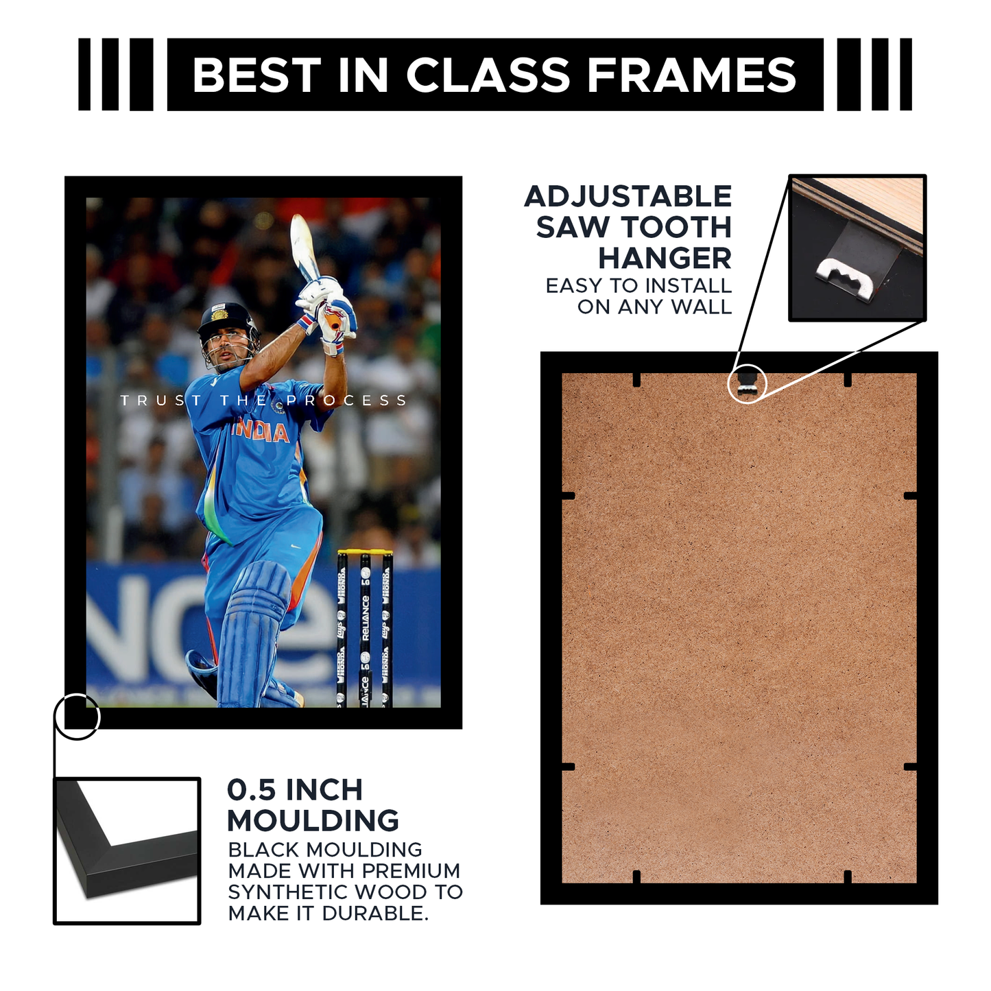 MS Dhoni Motivational A4 Wall Poster Framed