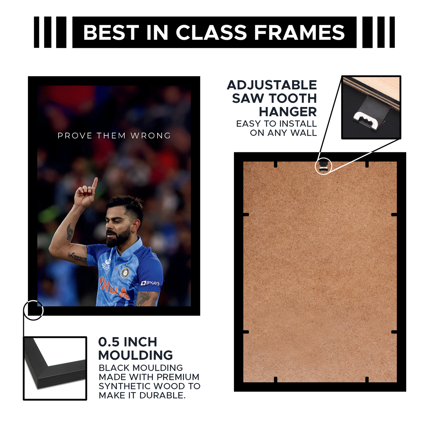 Viart Kohli Motivational A4 Wall Poster Framed