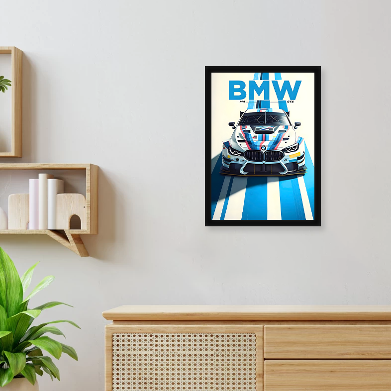 BMW M4 (WHITE) A4 Framed Poster