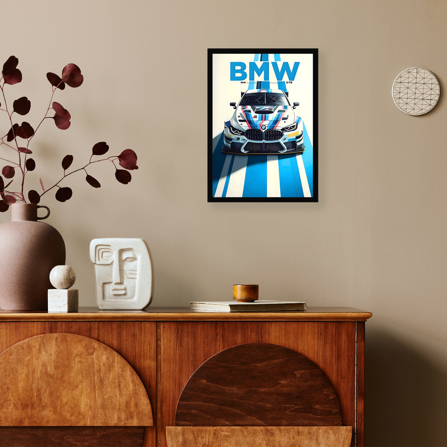 BMW M4 (WHITE) A4 Framed Poster