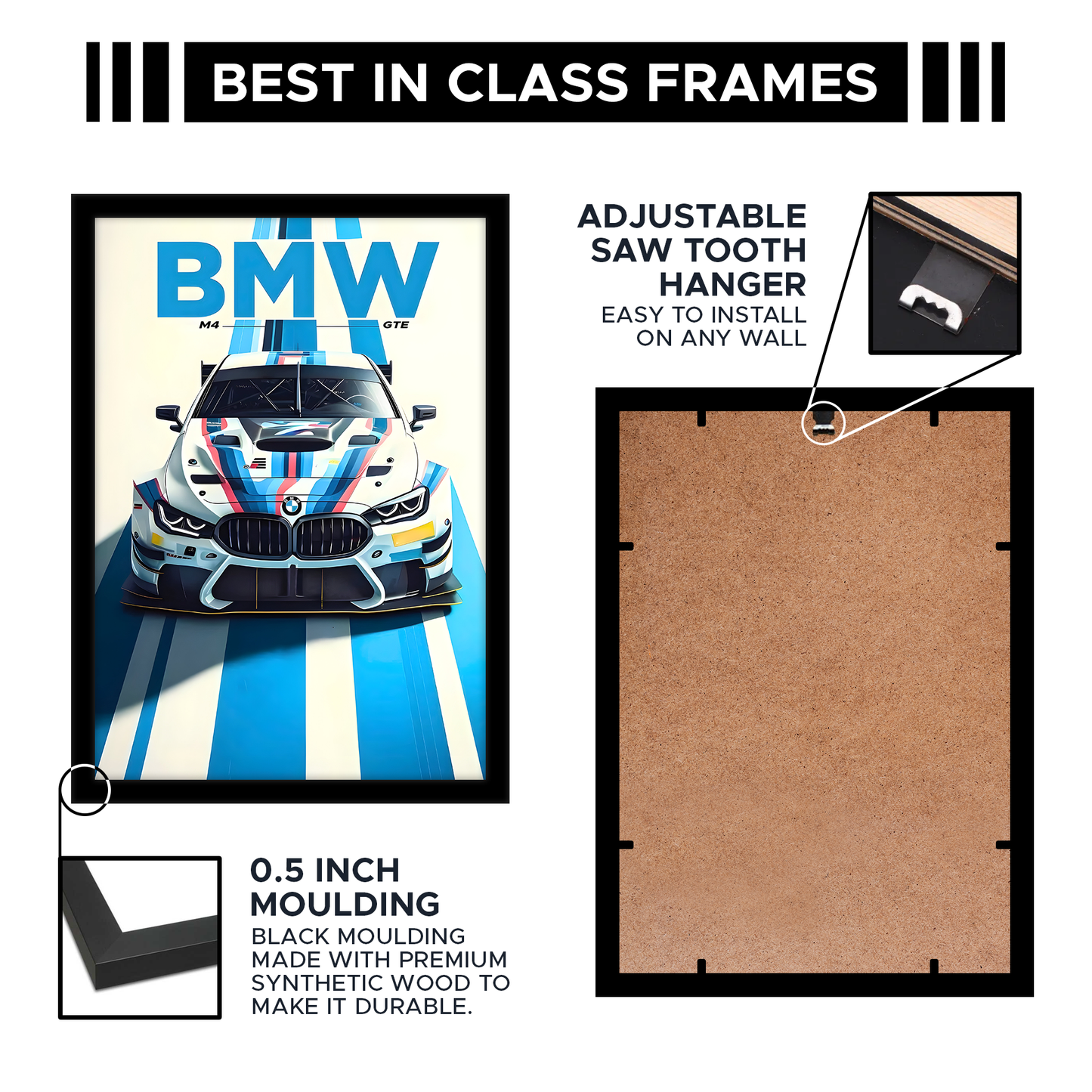 BMW M4 (WHITE) A4 Framed Poster