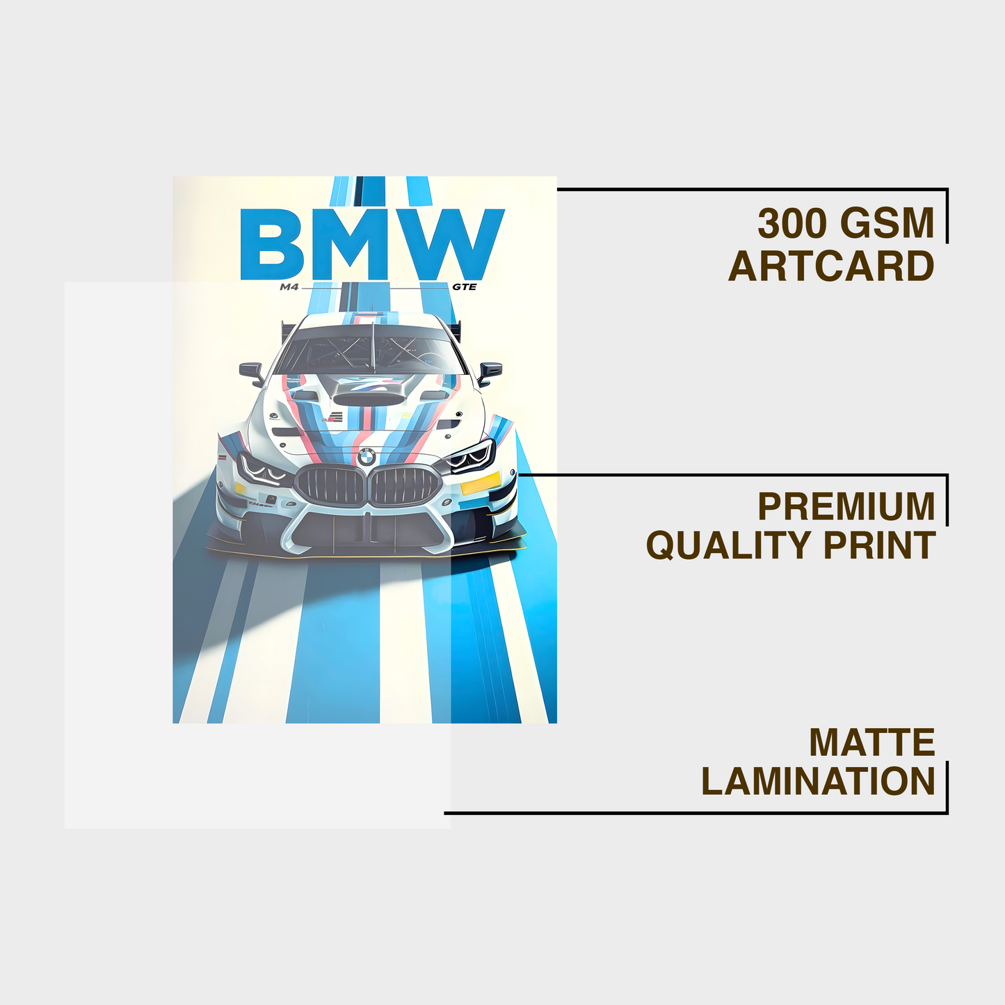 BMW M4 (WHITE) A4 Framed Poster