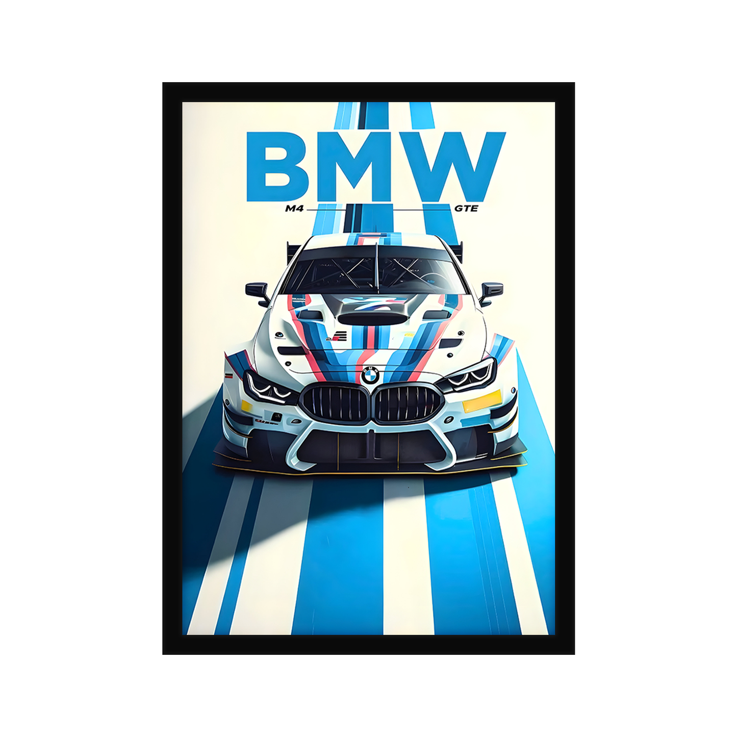 BMW M4 (WHITE) A4 Framed Poster