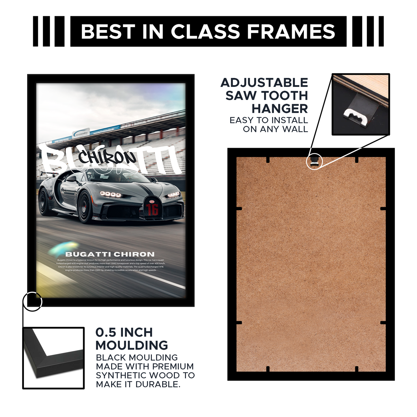 Bugatti Chiron A4 Framed Poster