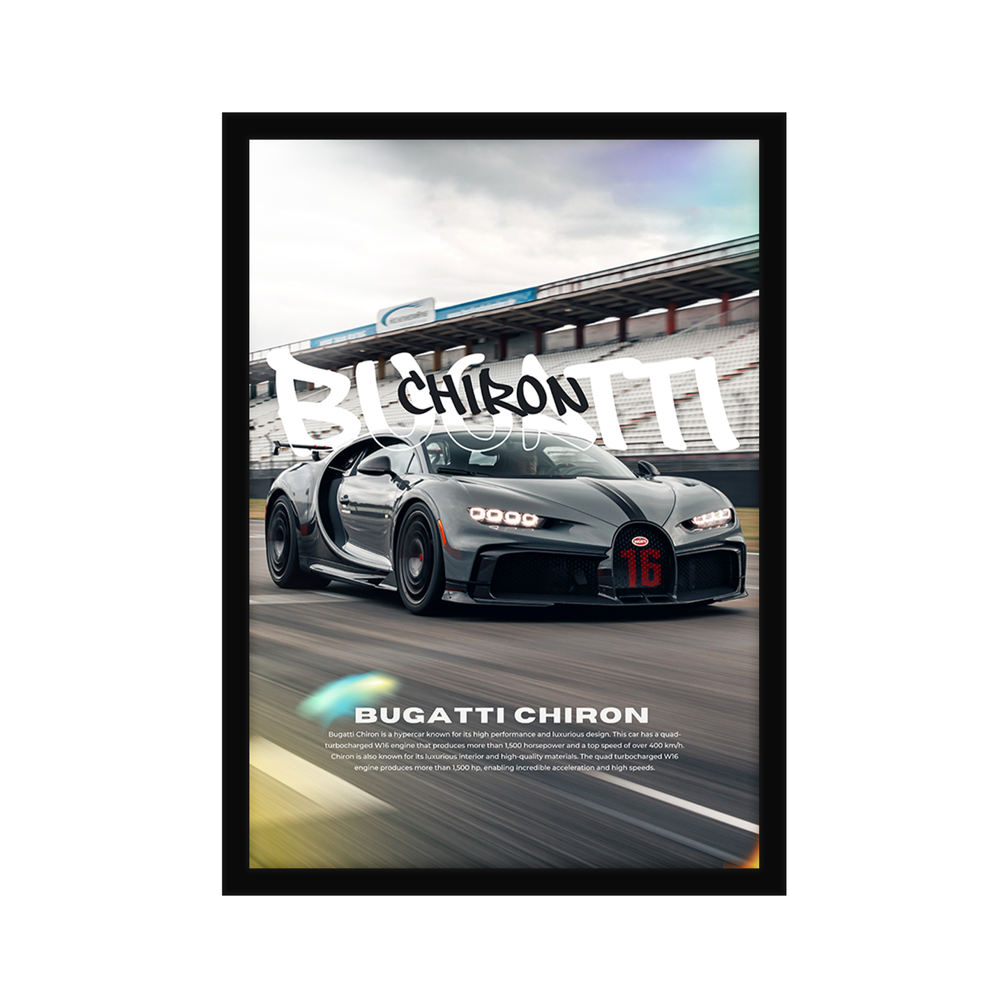 Bugatti Chiron A4 Framed Poster