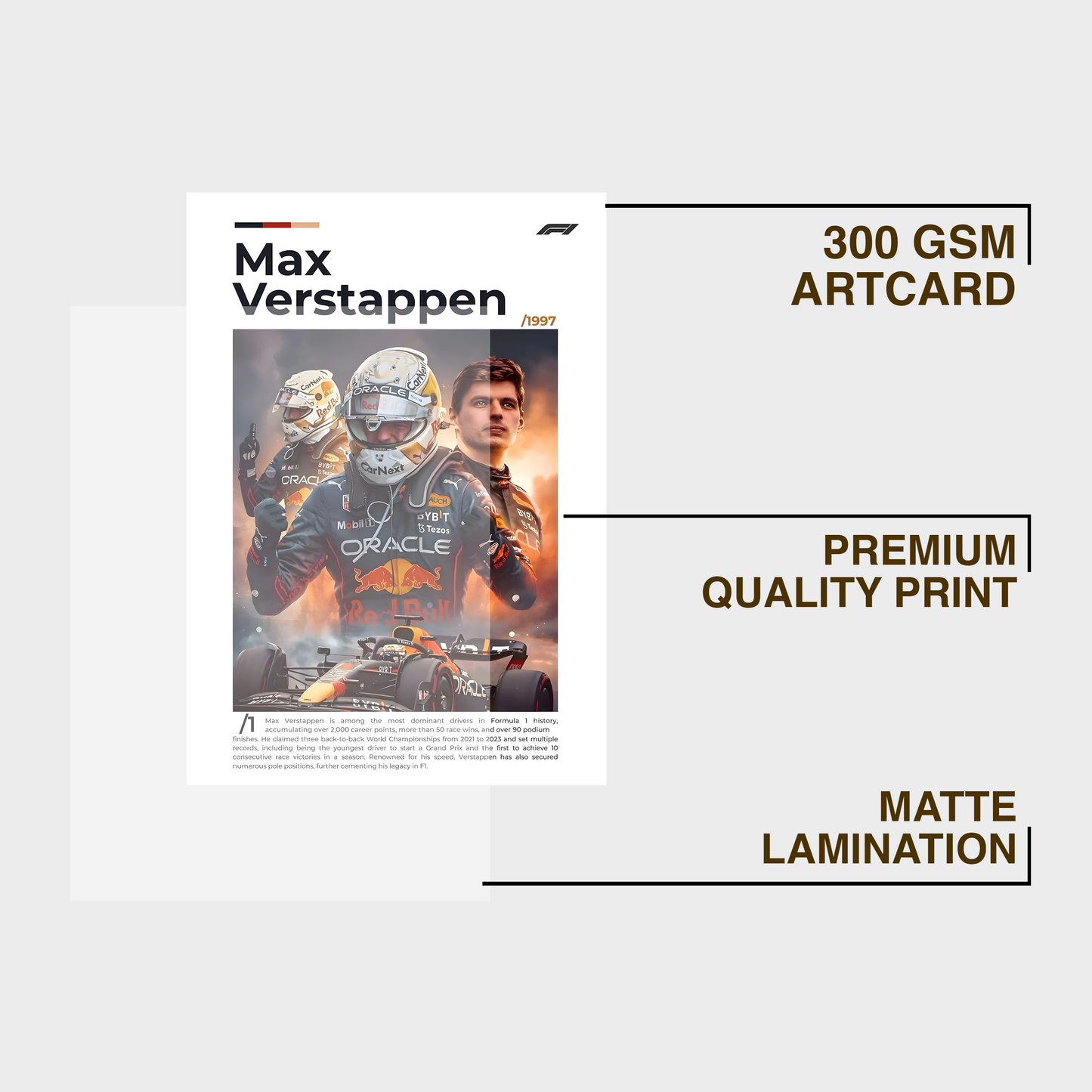 Max Verstappen F1 A4 Framed Poster