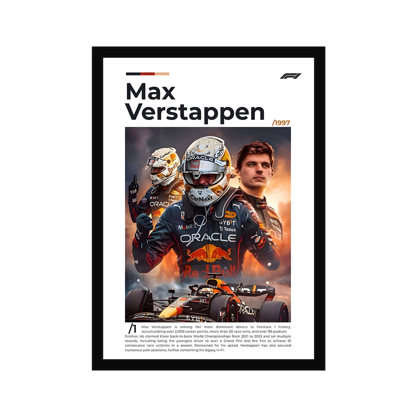 Max Verstappen F1 A4 Framed Poster