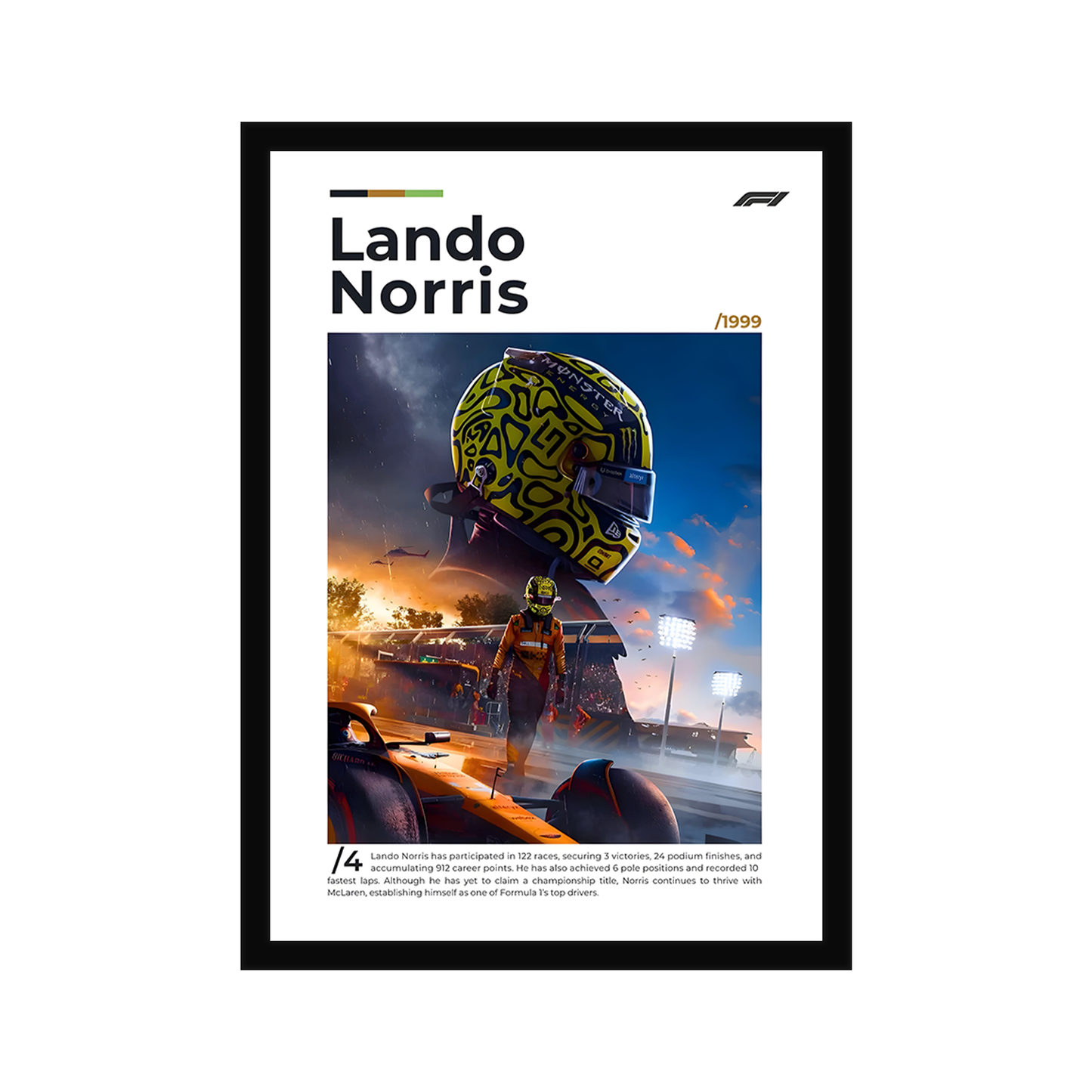 Lando Norris F1 Framed Poster