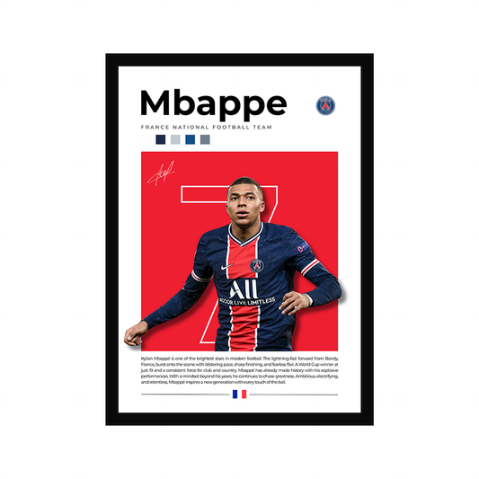 Mbappe Football A4 Framed Poster