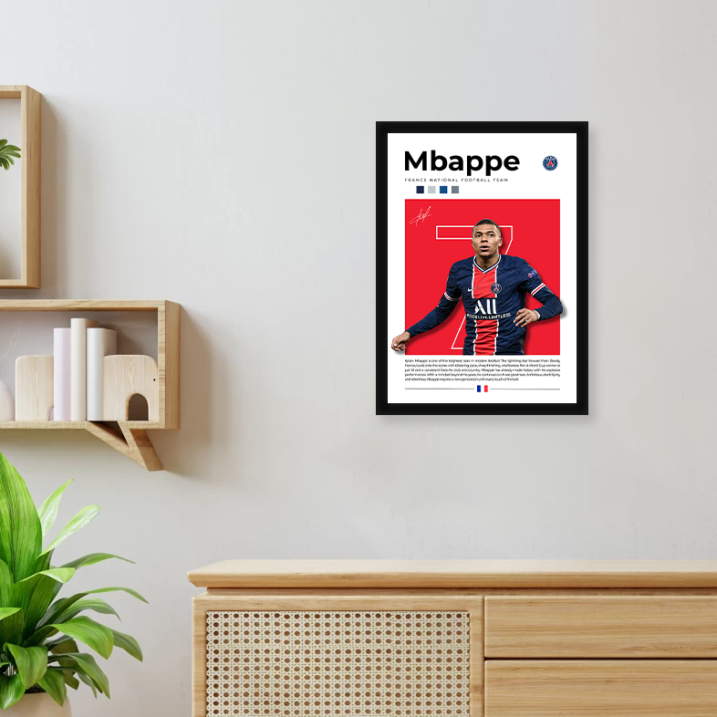 Mbappe Football A4 Framed Poster