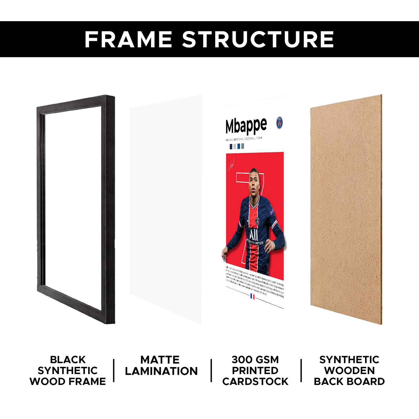 Mbappe Football A4 Framed Poster