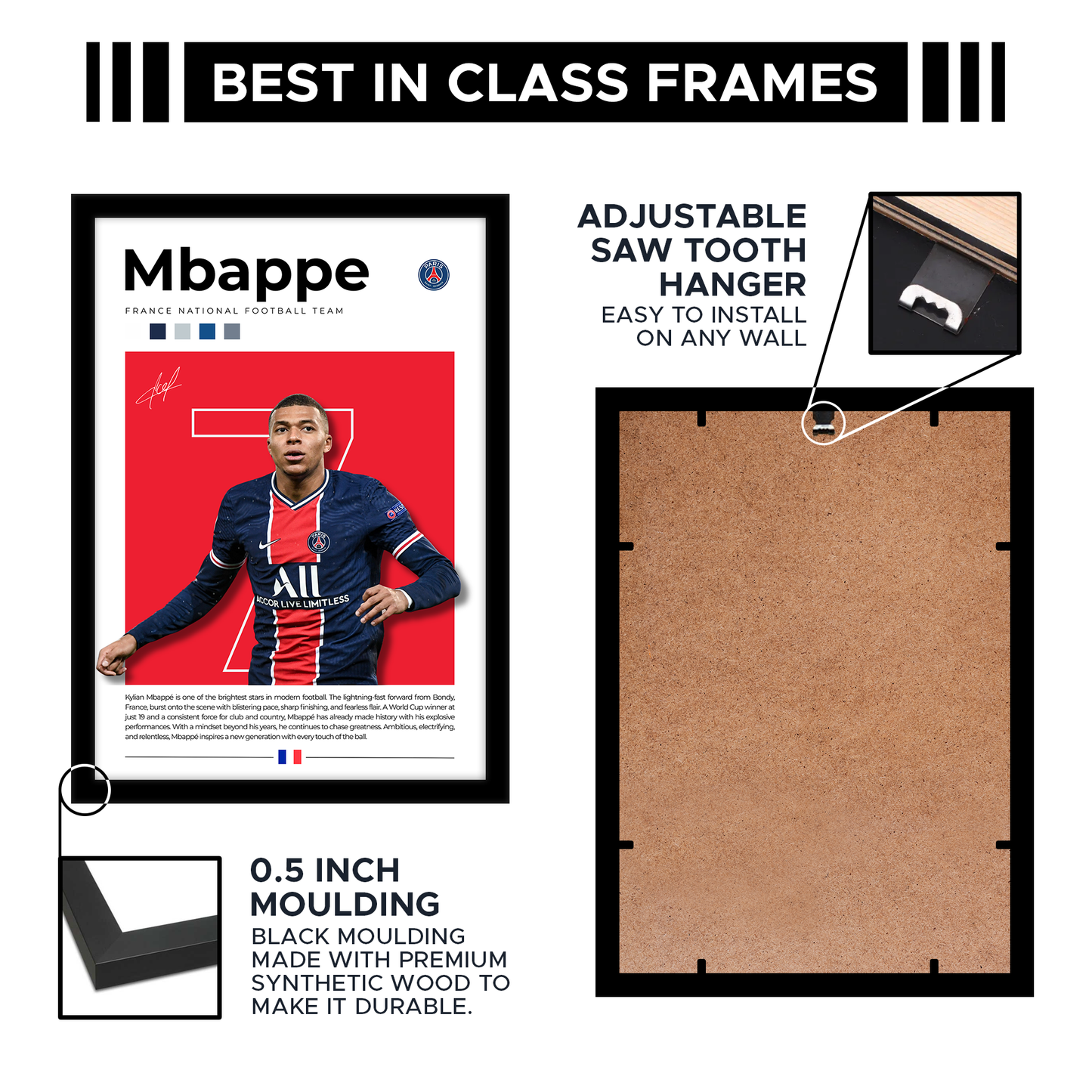 Mbappe Football A4 Framed Poster