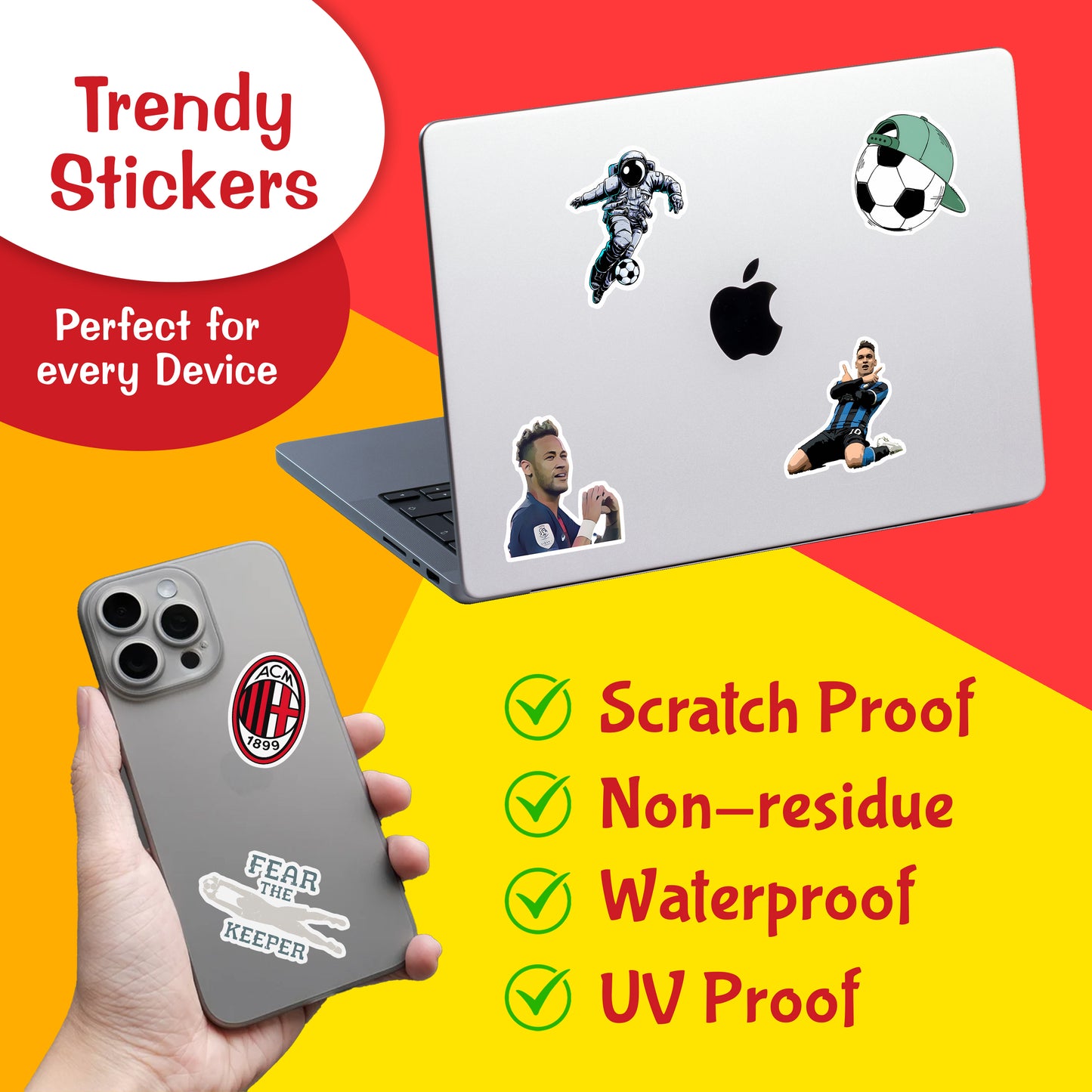 Football Soccer Cool Vinyl Stickers Pack Of 49