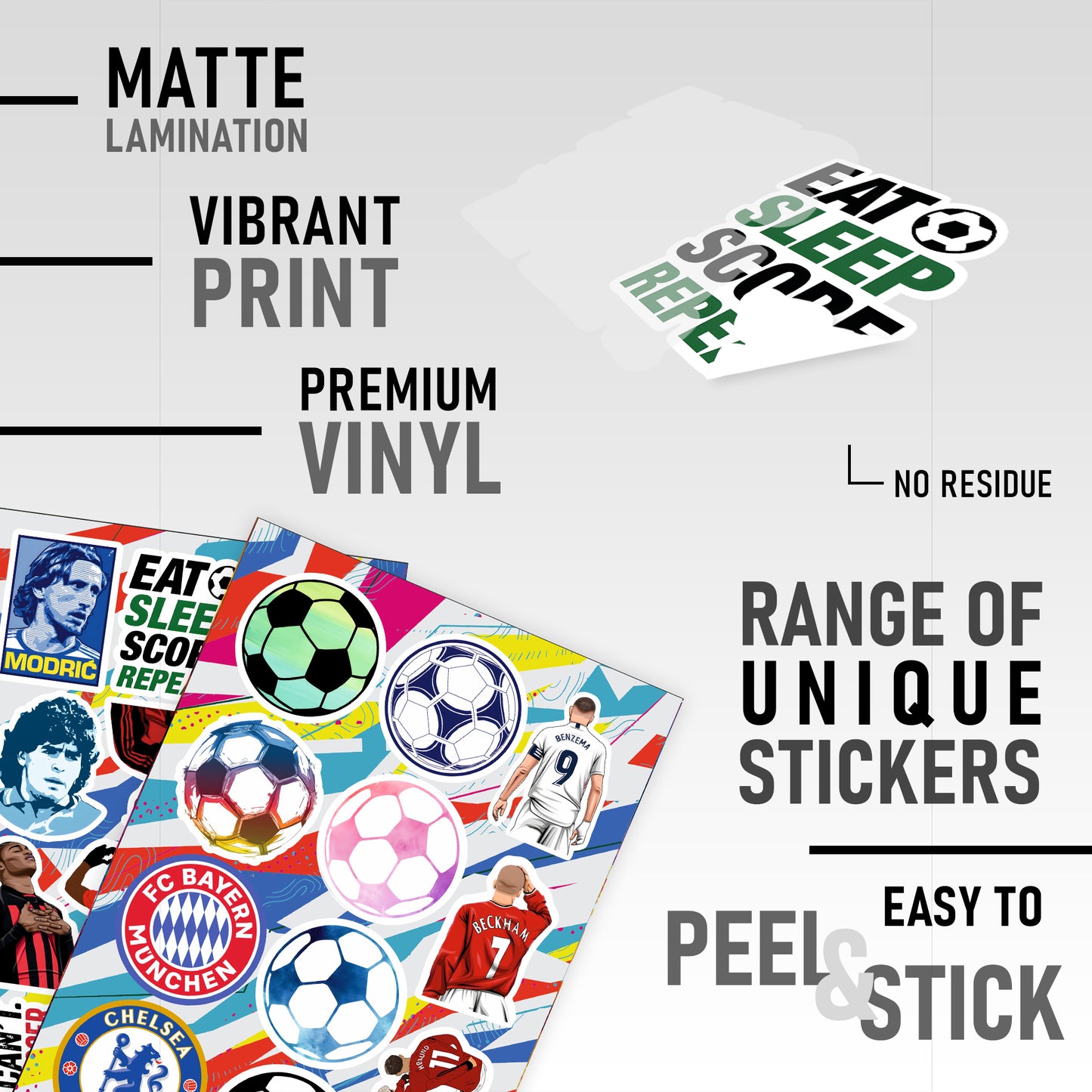 Football Soccer Cool Vinyl Stickers Pack Of 49