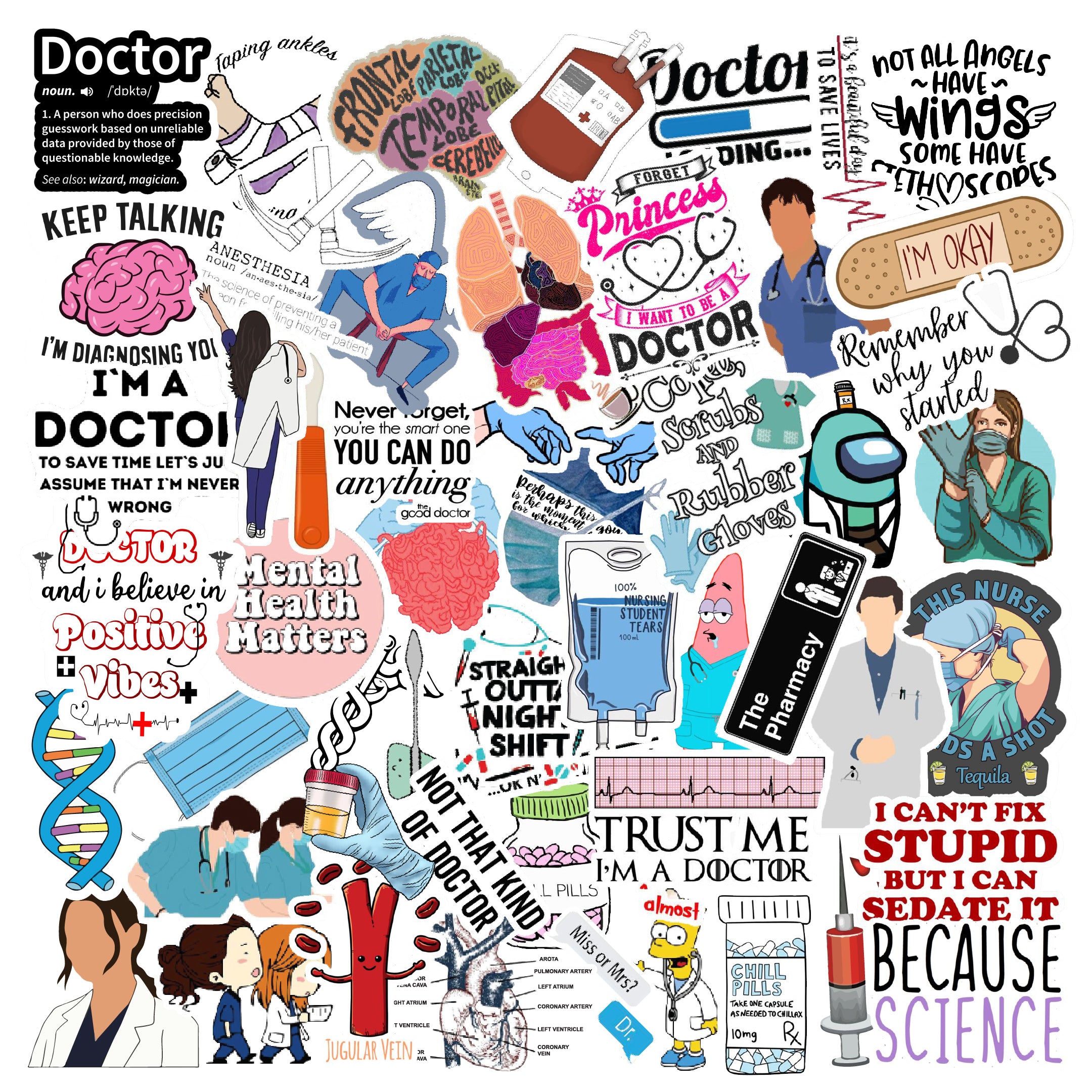 Doctor Edition Vinyl Sticker Pack of 62 – Stickerly