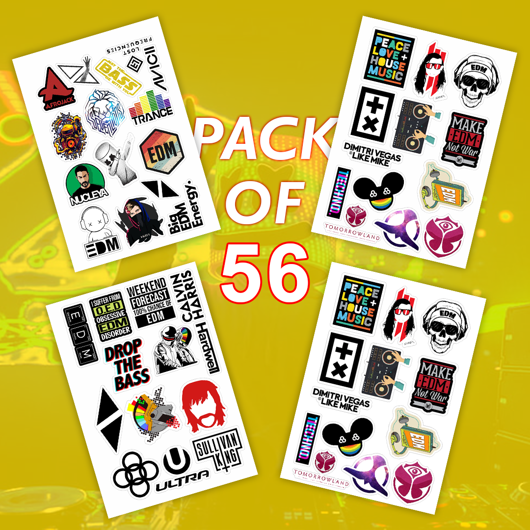 Edm Music Artist Laptop Stickers Pack of 56