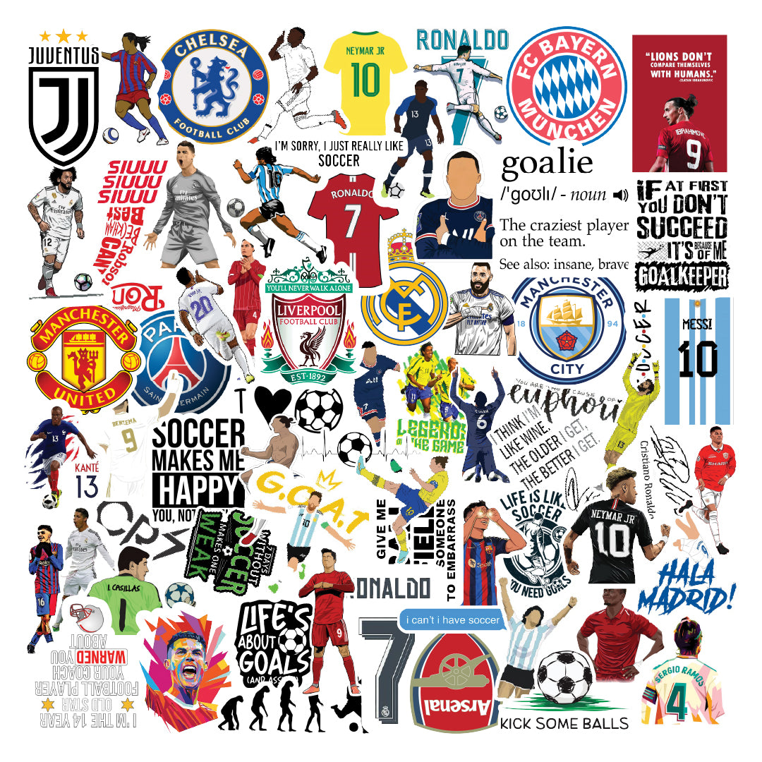 Football Vinyl Laptop Sticker Pack of 65 – Stickerly