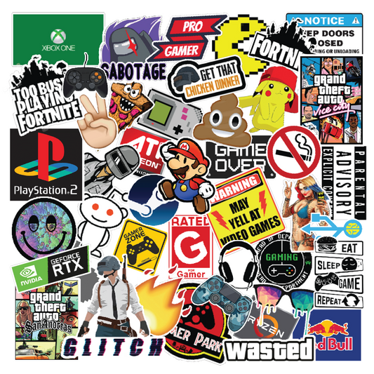 Gaming Edition Laptop Stickers Pack of 50