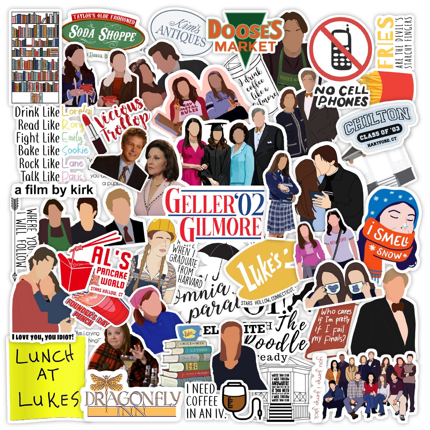 Gilmore Girls TV Series Laptop Vinyl Stickers Pack of 57