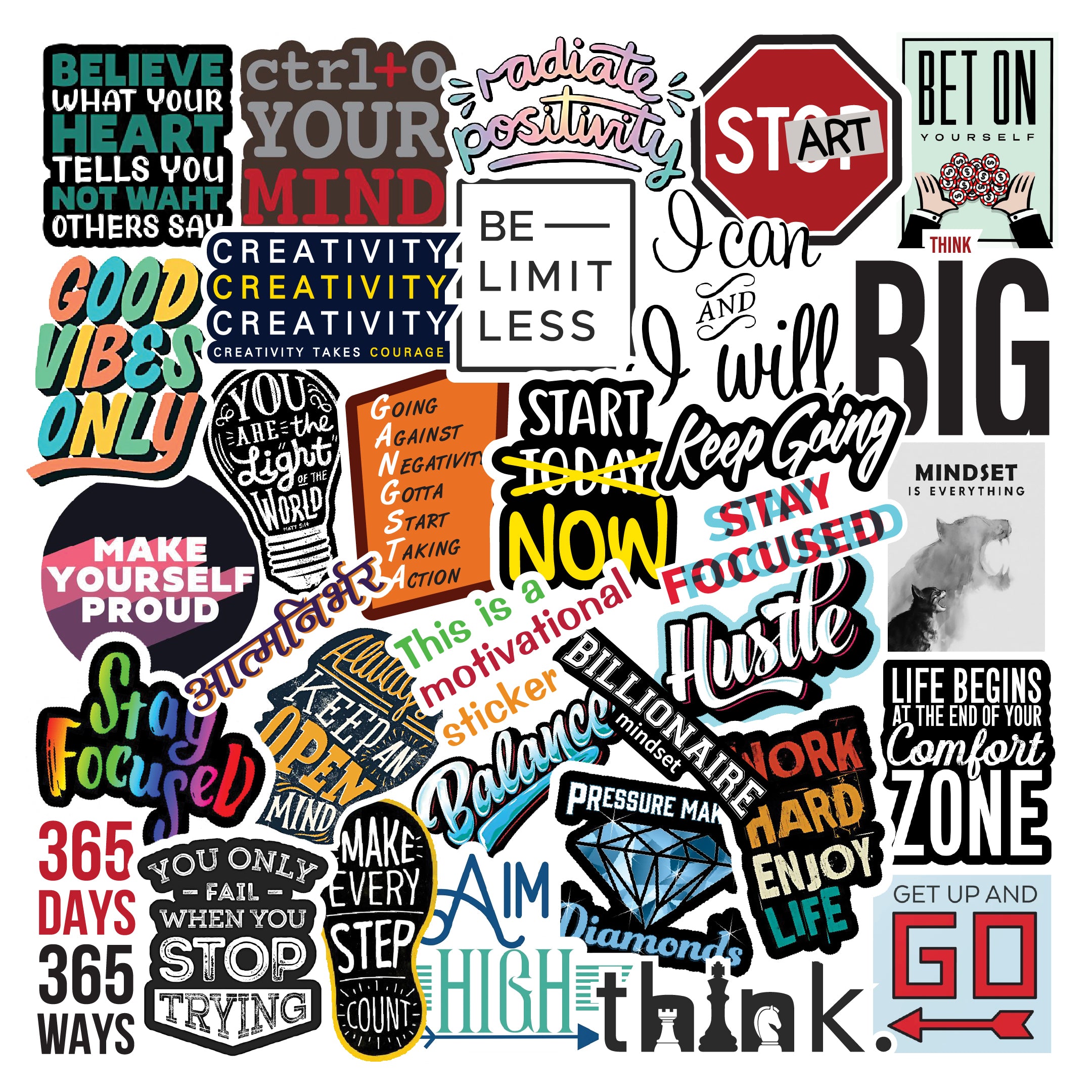 Motivational Inspirational Laptop Vinyl Stickers Pack Of 58 – Stickerly
