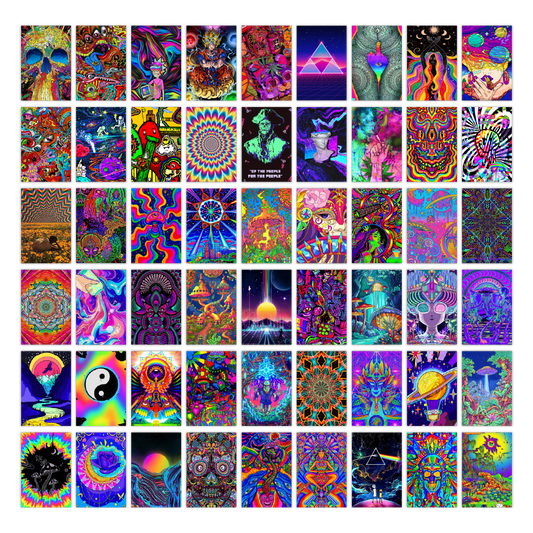 Psychedelic Wall Collage Kit Pack Of 54 Posters