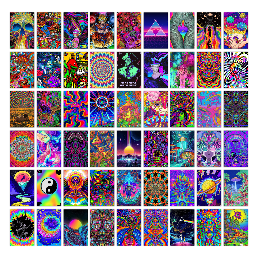 Psychedelic Wall Collage Kit Pack Of 54 Posters