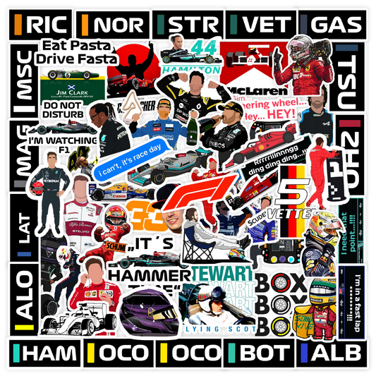 Formula One F1 Laptop Sticker Pack of 60