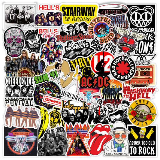 Classic Rock Band Laptop Stickers Pack of 52