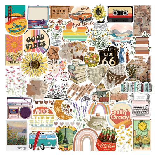 Vintage Aesthetic Laptop Stickers Pack of 53